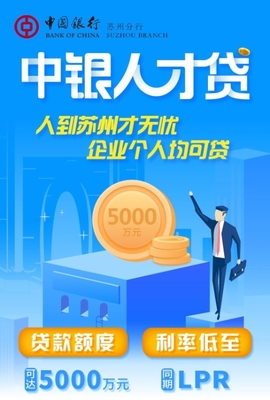 重磅!蘇州推出史上最強"人才貸" 最高可貸5000萬